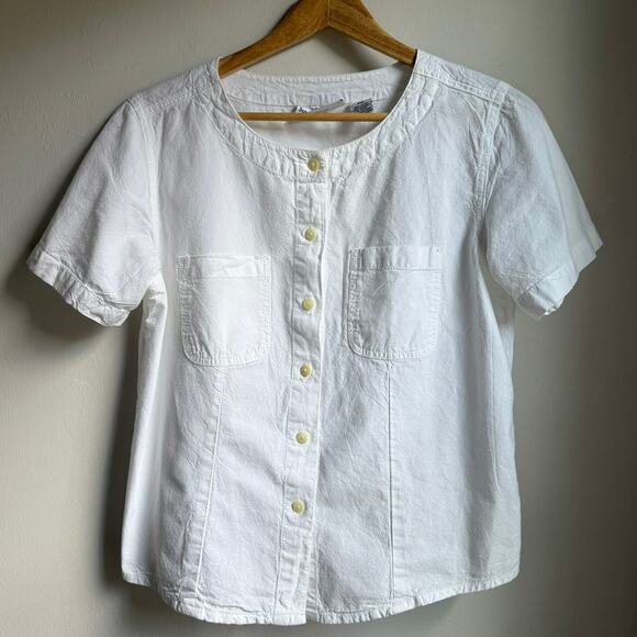 Sunbay Cottons Petite White Button-Front Cotton Top PM - Picture 1 of 5